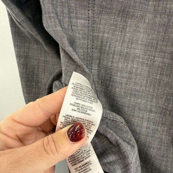 Columbia Shirt Women Small Chambray Double Breast Pockets Button Down Gray - Picture 11 of 11